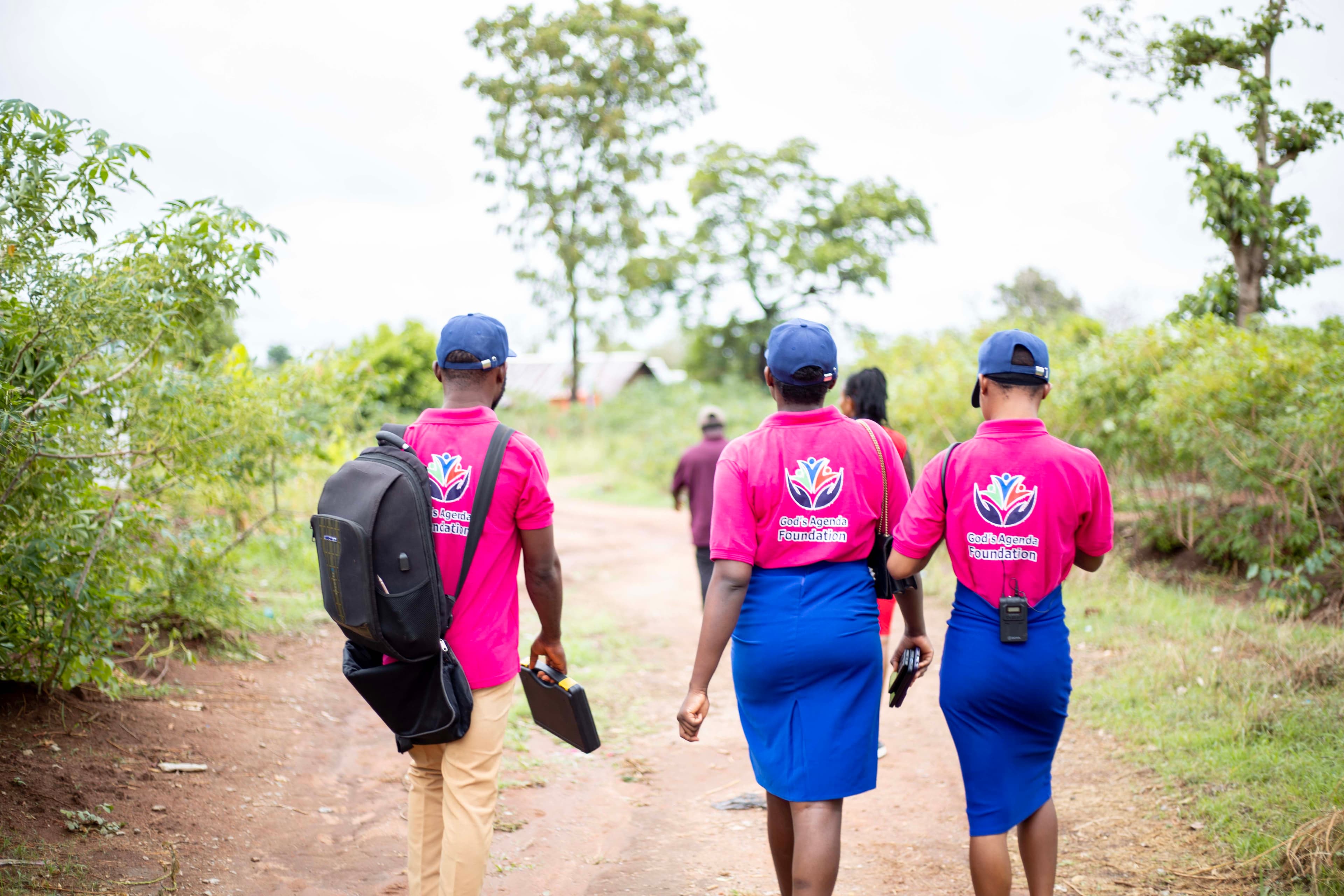 Volunteers working in community