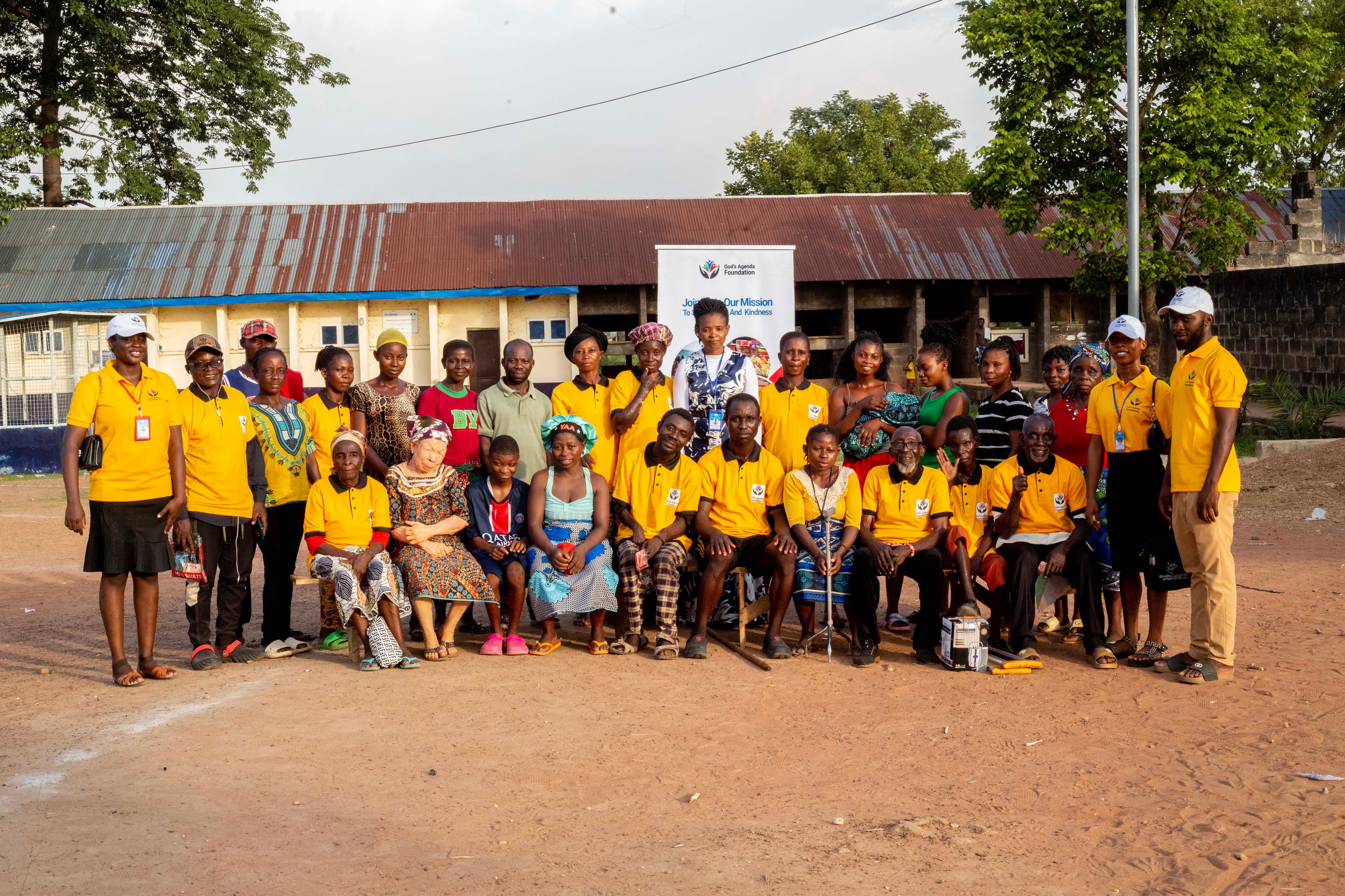 Volunteers working in community